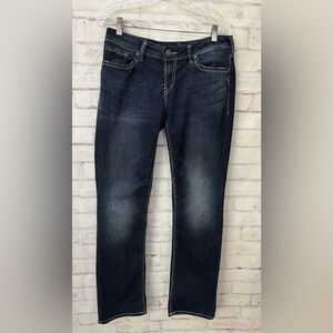 Silver Aiko 32x32 Mid Slim Boot Blue Jeans Thick‎ Stitch Stretch